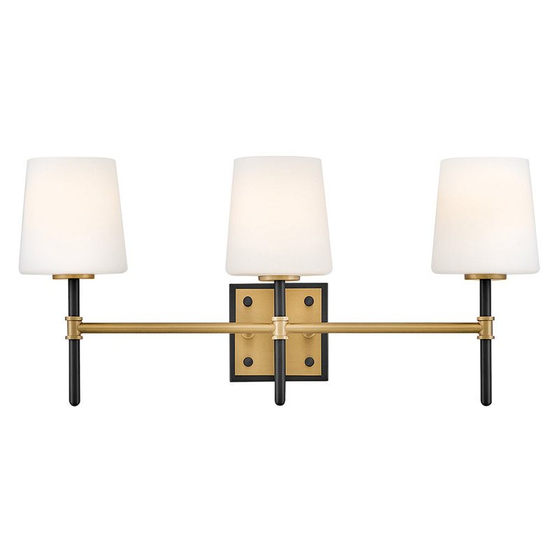 Saunders 3 - Light Bath Sconce, Black/Lacquered Brass