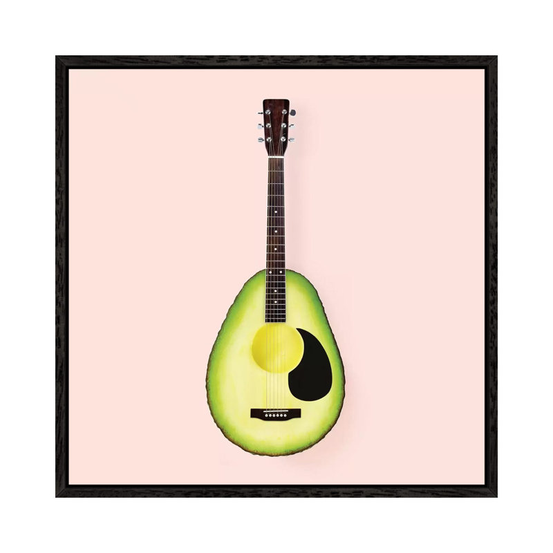 Avocado Guitar by Paul Fuentes - Print on Canvas, 45.72 cm H x 45.72 cm W x 1.91 cm D, Black Framed