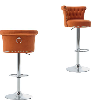 Ensemble de 2 tabourets de bar en velours
