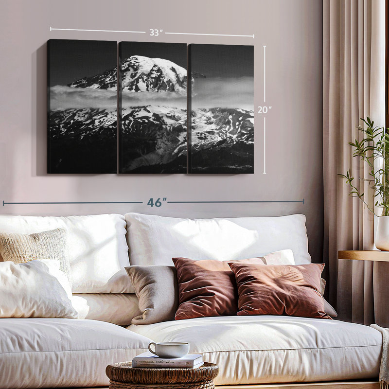 " Mount Rainier Nightfall " 3 Piece Art Print, 20" H x 33" W x 1.25" D