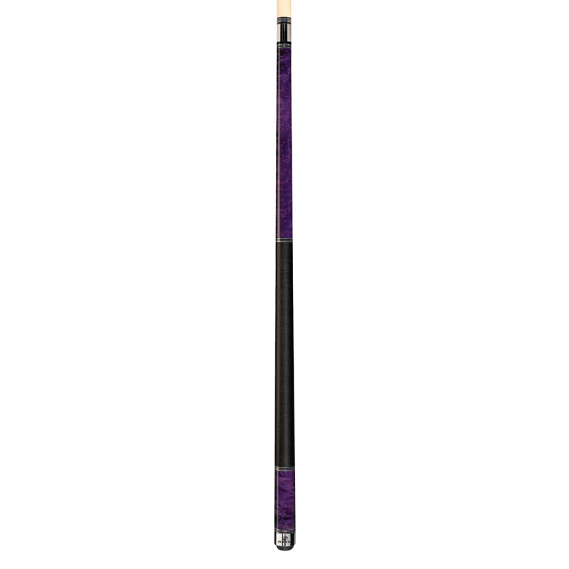 Queue de billard Joueurs Birds-Eye en érable - Emballage de lin irlandais, pointe Le Pro française et finition UV, mauve royal
