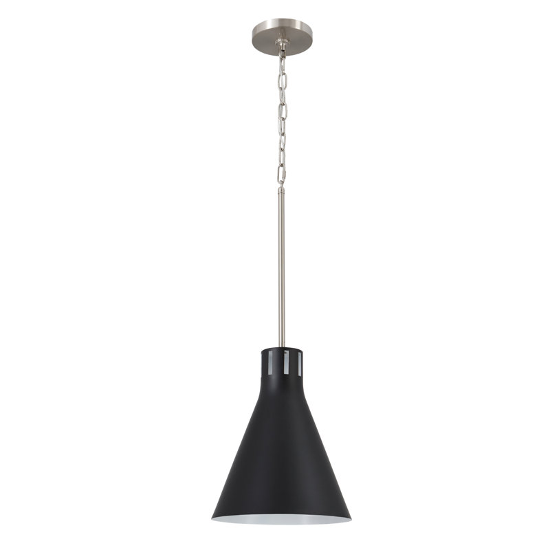 Conic 1-Light Cone Pendant Light, Brushed Nickel, Black