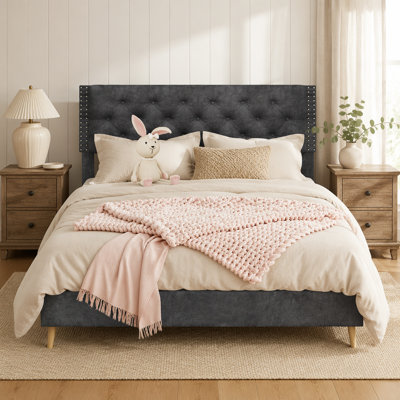 Upholstered Bed with Tufted Headboard