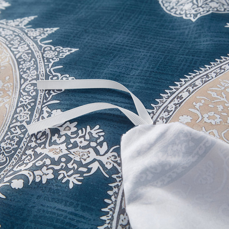 Dailynap Blue Bohemian Style Printed Bedding Set, King Duvet Cover + 2 Pillowcases