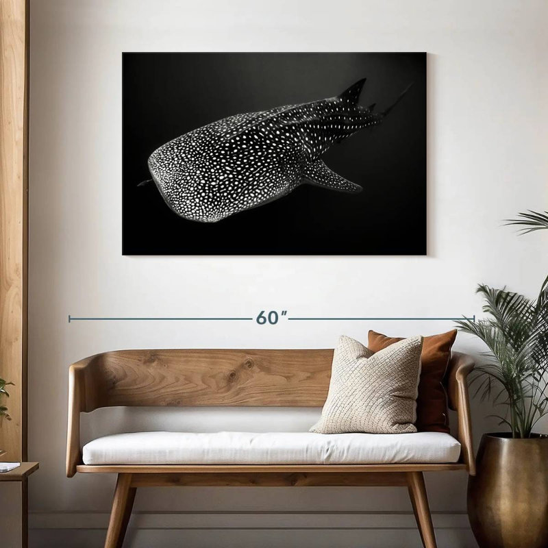 Monochrome Spotted Whale Shark, 30" H x 45" W