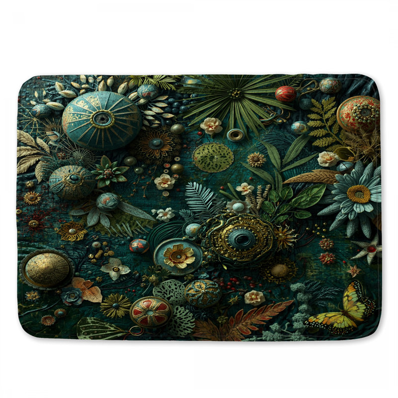 Tapis de bain Intricate Botanical Collage, L 24 po x L 17 po