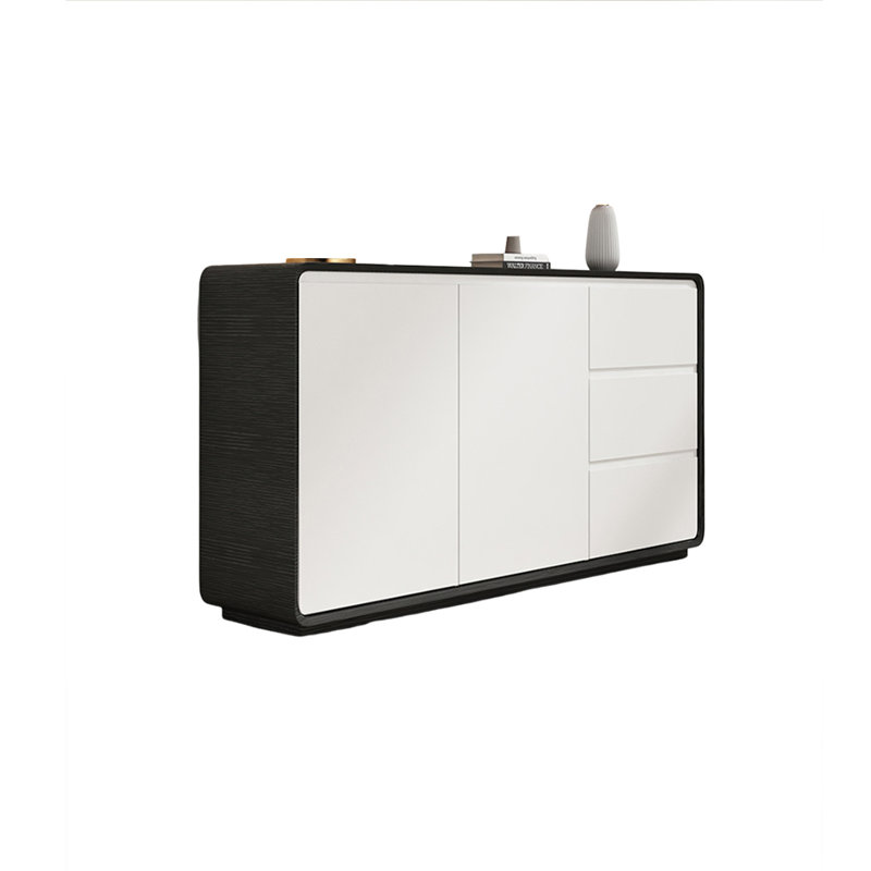 Modern Simple Solid Wood Sideboard, Black/White, 31.49" H x 47.24" W x 15.75" D