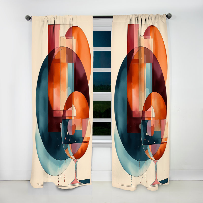 Shreveport Orange Geometric Rhythms Iii Abstract Curtain Velvet Room Darkening 1 Panel, 52" W x 84" L