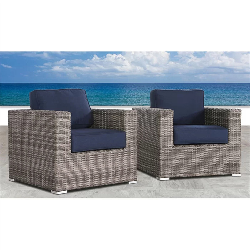 Fauteuil club en osier Sunbrella