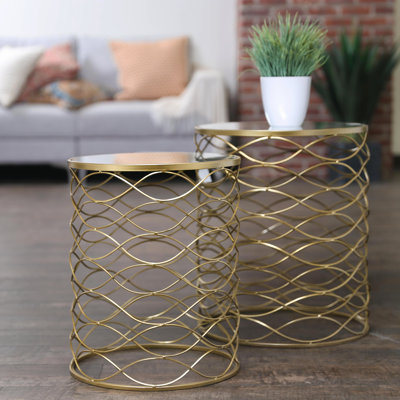 Hazle Mirrored Glass Top Nesting Tables