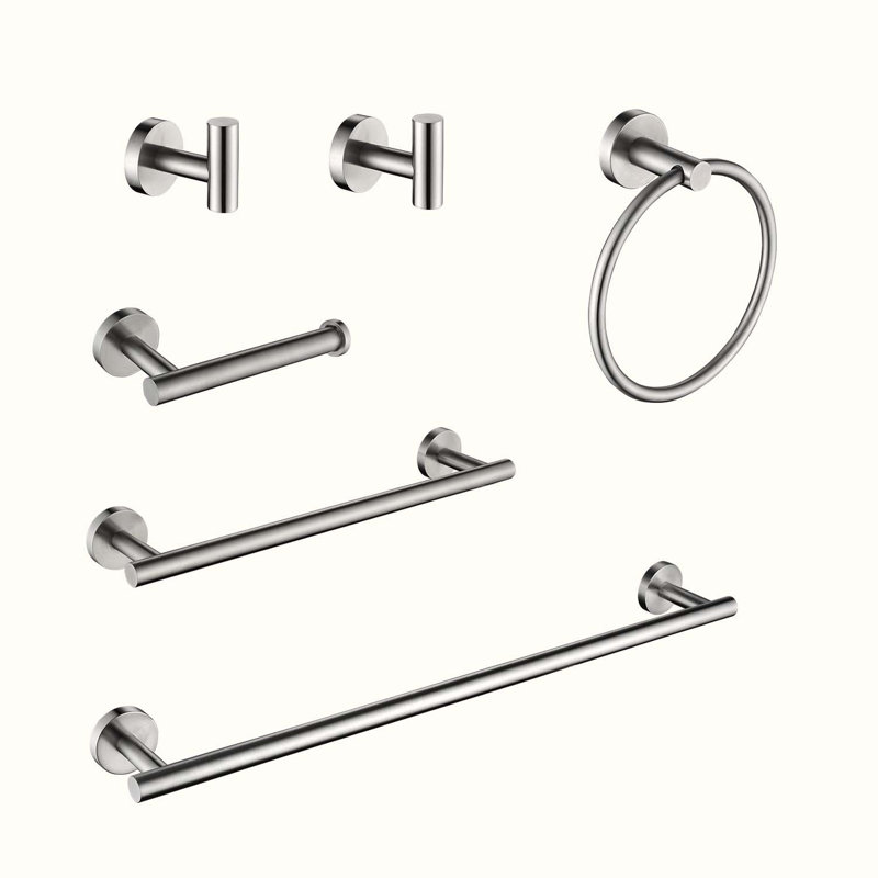 Ensemble de quincaillerie de salle de bain 6 pièces, Nickel brossé