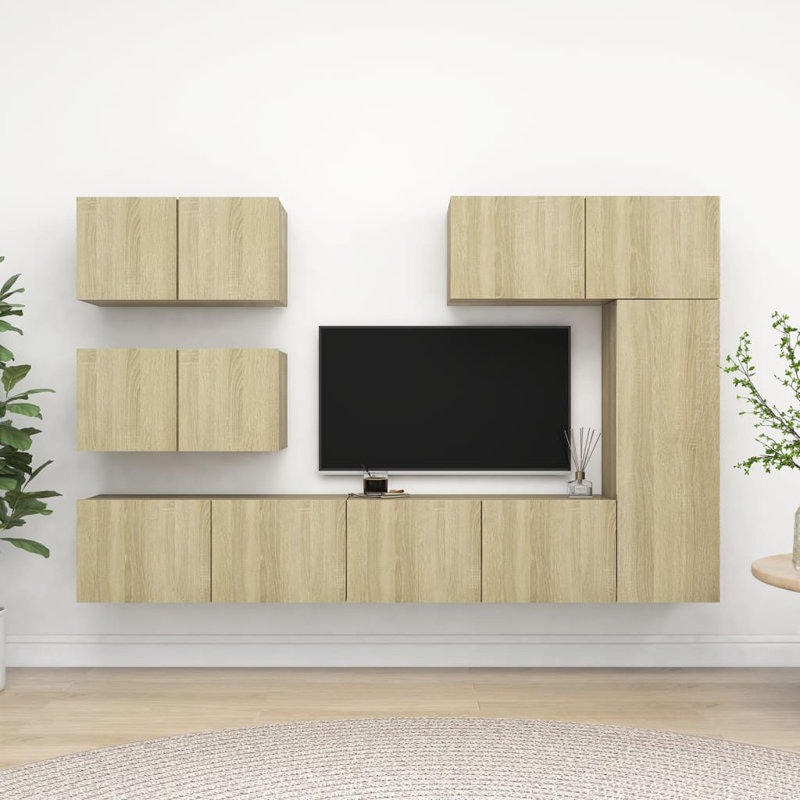 Azed Unfinished Floating Entertainment Centre for TVs up to 32", Sonoma Oak