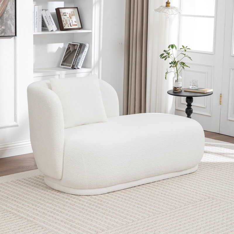 Chaise longue rembourrée en fausse fourrure, Blanc