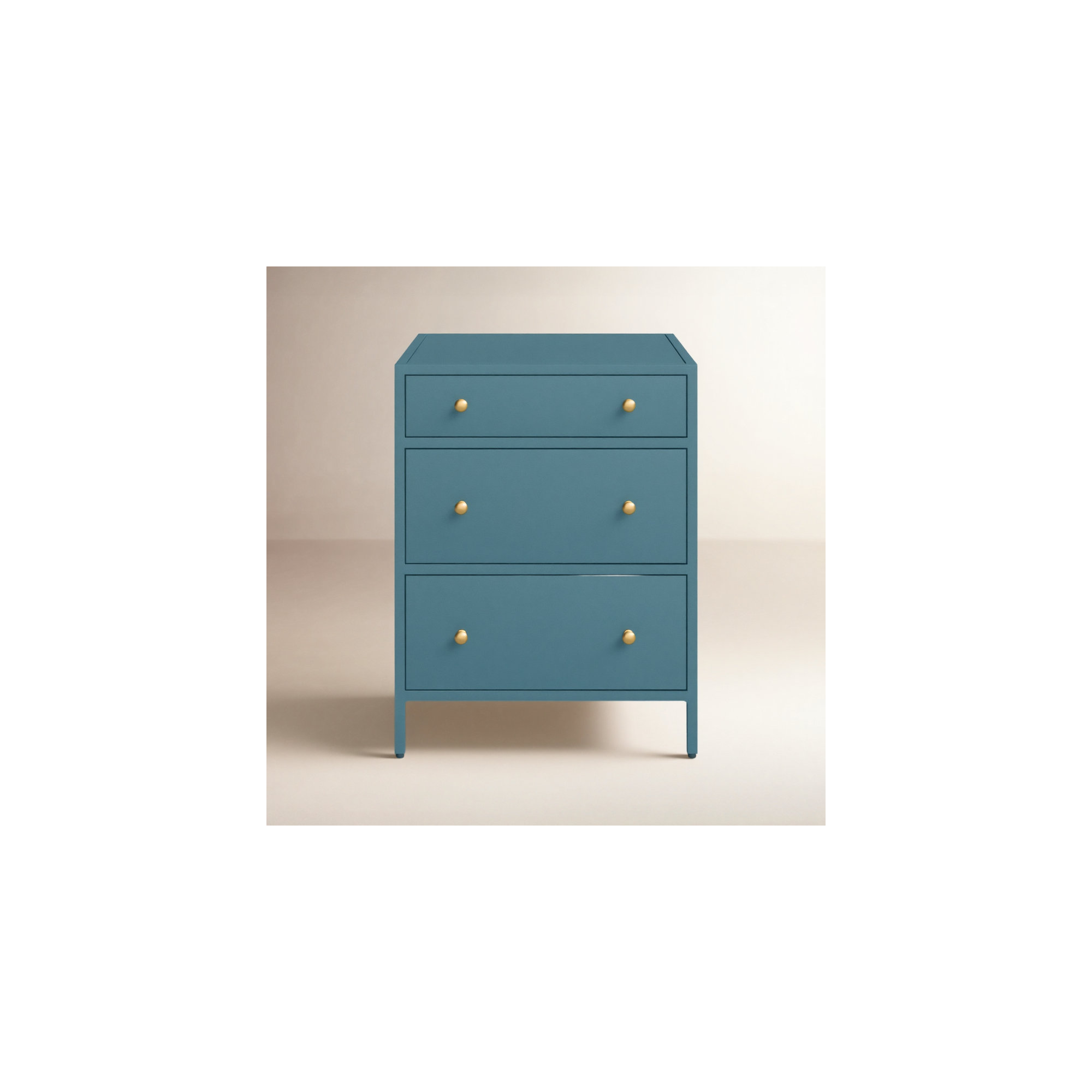 Springer 3 - Drawer Iron Nightstand in Black, Blue