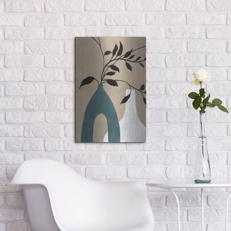  «Slender Stems 1 Blue» par Danhui Nai, art mural en métal, H 24 po x l 16 po