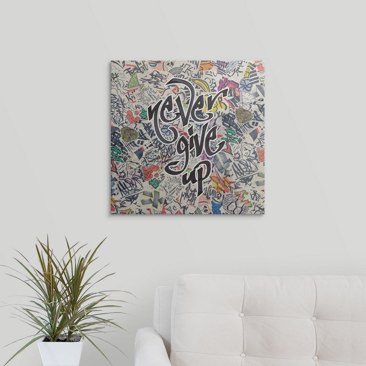 « never renoncer-urban inspiration », impression, H 20 po x l 20 po x P 1,5 po, Toile