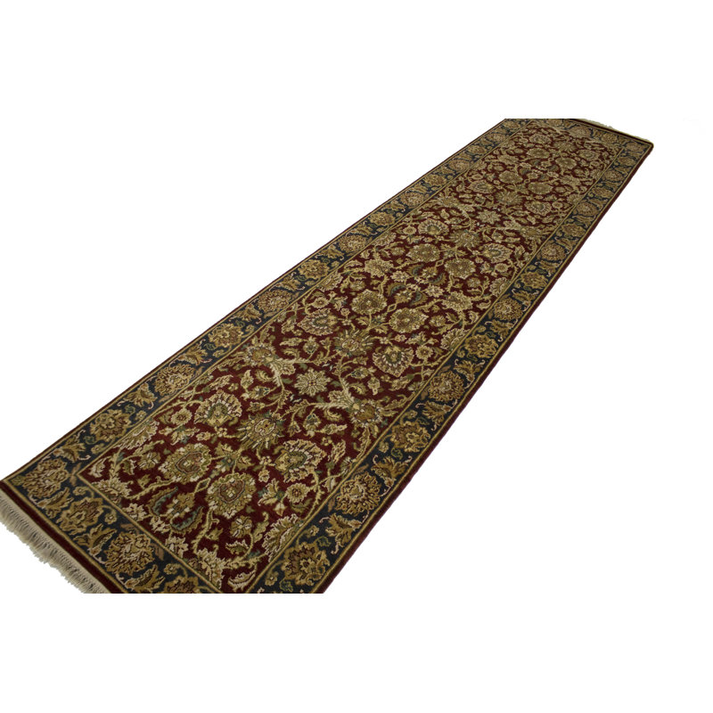 Tapis rouge en laine noué à la main Pungoteague
