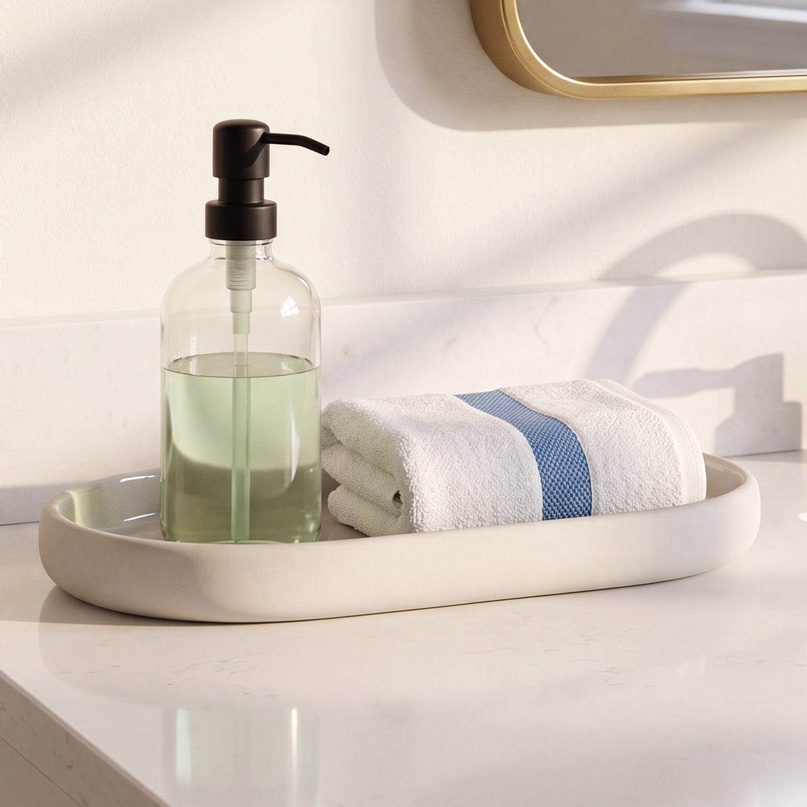 Sono Bathroom Accessory Tray, Moonbeam Cream