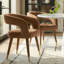 Chaise de salle à manger rembourrée en velours avec pieds dorés-867411231