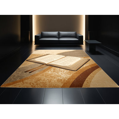 Tapis moderne brun / beige lavable à la machine Oakridge