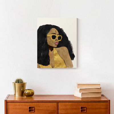 Femme avec lunettes de soleil - Sans cadre, reproduction sur toile