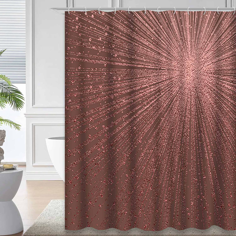 Rideau de douche rose à motif abstrait quartz rose brillant avec 12 crochets, L 72 po x l 72 po