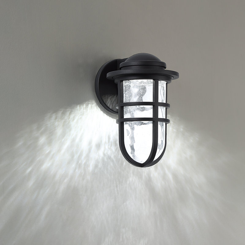 Steampunk 1 - Light LED Outdoor Wall Lantern, 9.5" H x 6" W x 7.125" D, Black