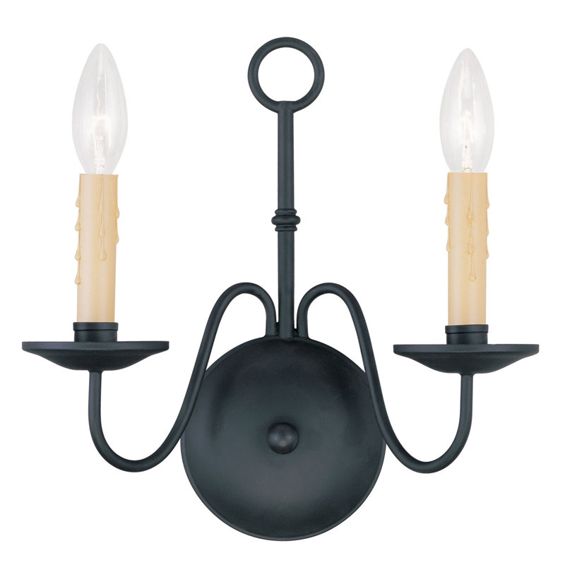 Applique murale 2 lumières à base en acier noir 13 po - Luminaire élégant