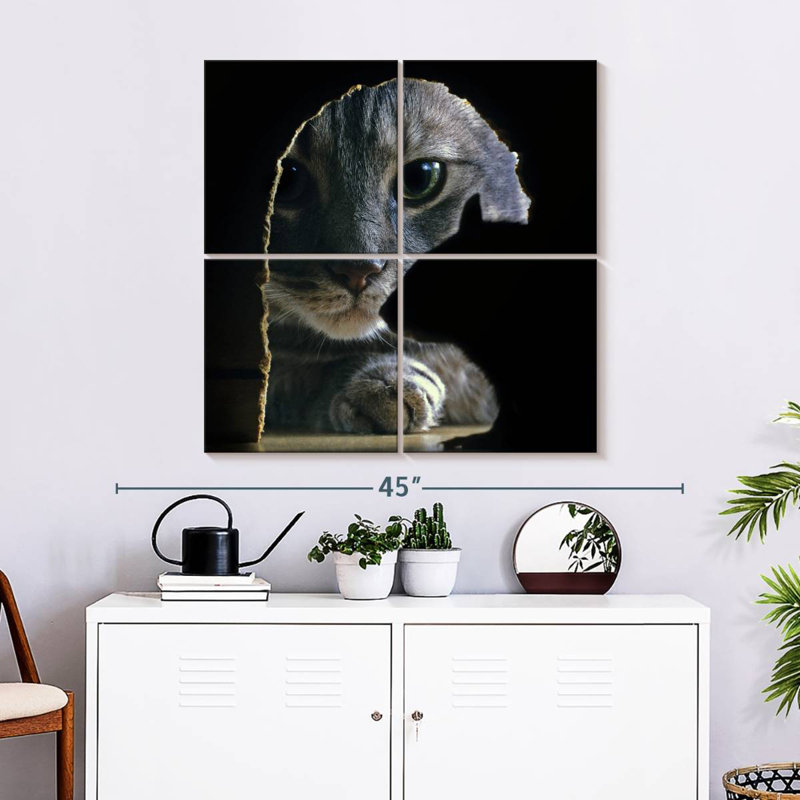 Cat Hunting Mouse, 32" H x 32" W