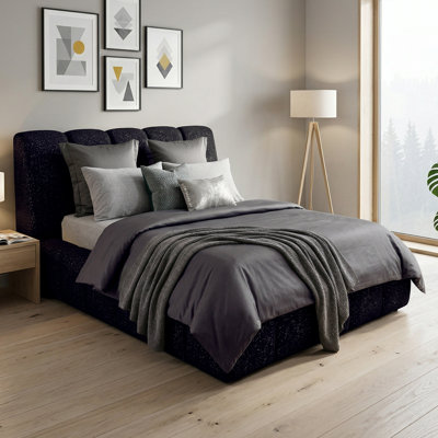 Modern Cloud-style Boucle Upholstered Platform Bed With Padded Headboard and Footboard