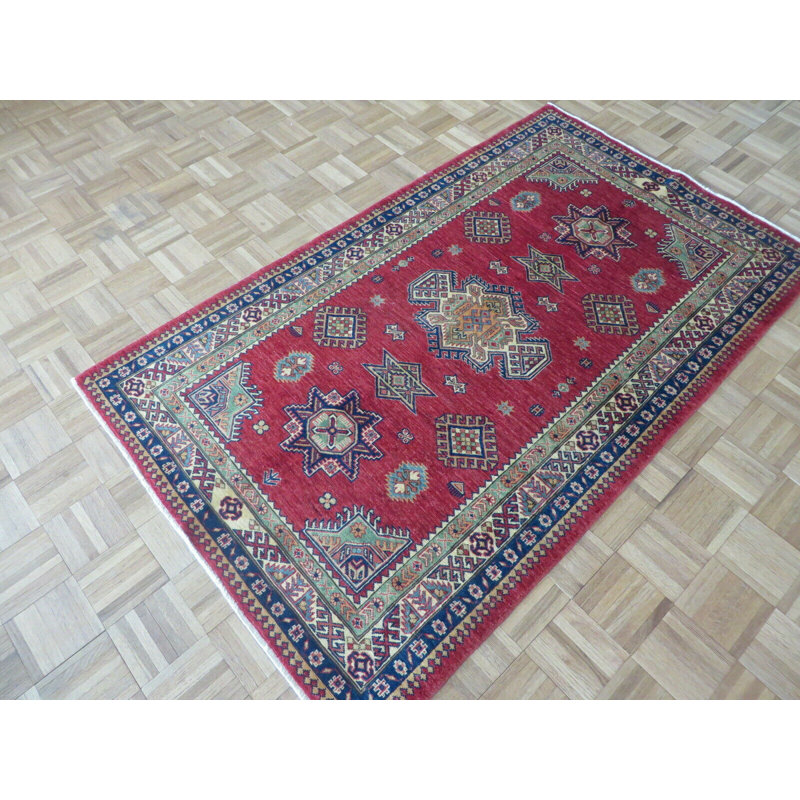 Tapis de zone en laine 3 pi 10 po x 6 pi 3 po one-of-kind à la main noué la Duerr