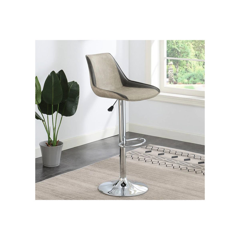 2 tabourets de bar modernes réglables 2 gris avec base et cuir ciré, de chaises
