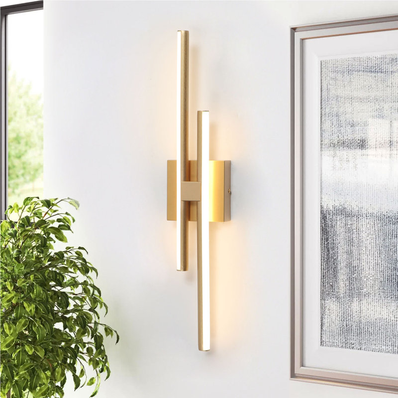 Keyli 2-Light 24 Inch LED Vanity Light Bath Bar Dimmable Linear Wall Sconces, Gold