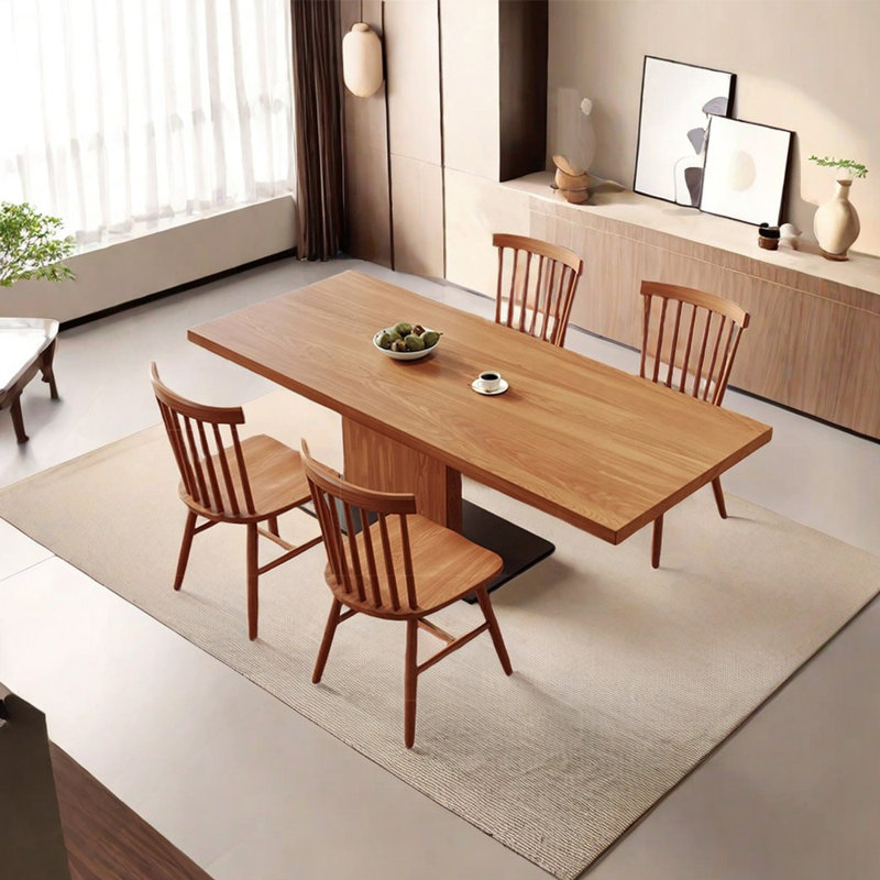 Solid wood ash dining table set, 29.53" H x 70.87" L x 31.5" W