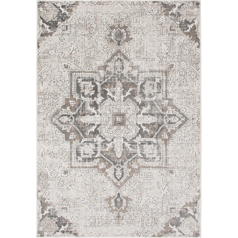 Bungalow Rose Quinonez Taylin Cream/Multi Distressed Indoor Polypropylene Area Rug, Rectangle 3'3" x 5'2"