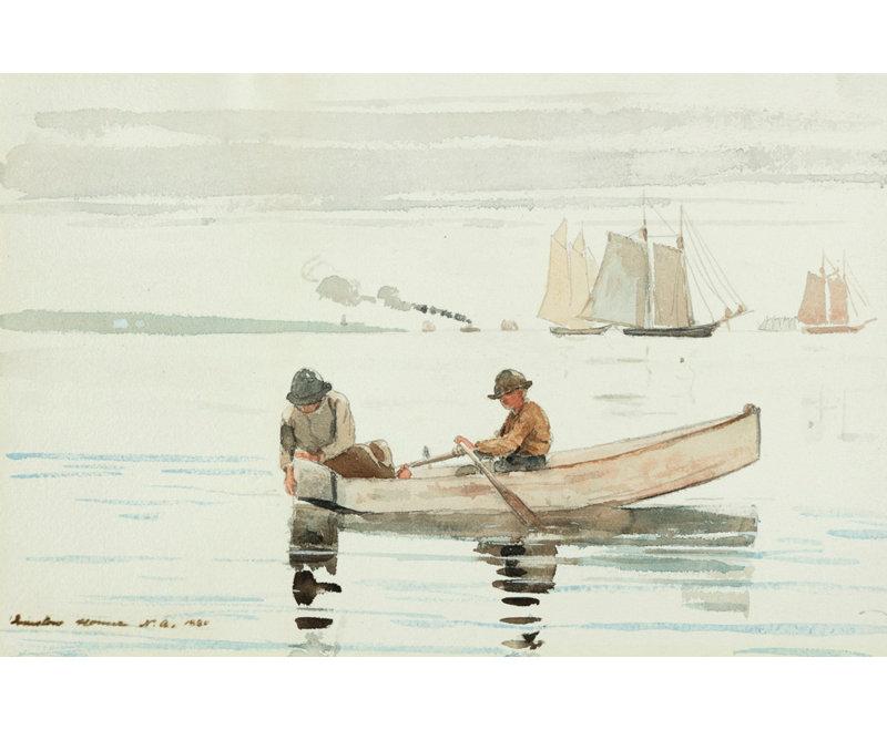 Garçons qui pêchent, port de Gloucester, H 16 po x l 24 po