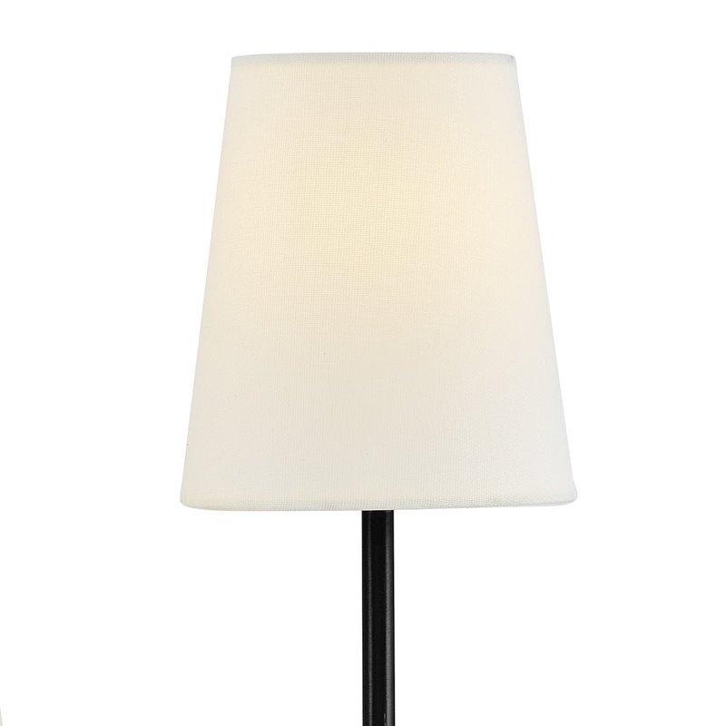 2-Light Right Hand White Linen Wall Sconce, Black