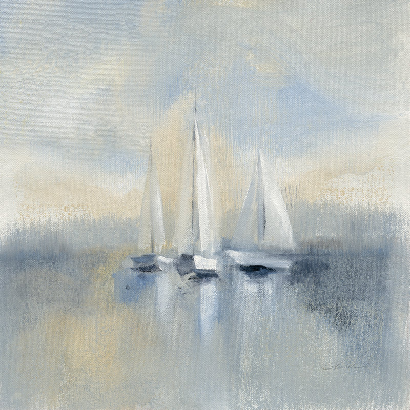 Morning Sail I Blue by Silvia Vassileva - Wrapped Canvas Painting, 30cm H x 30cm W x 3.8cm D