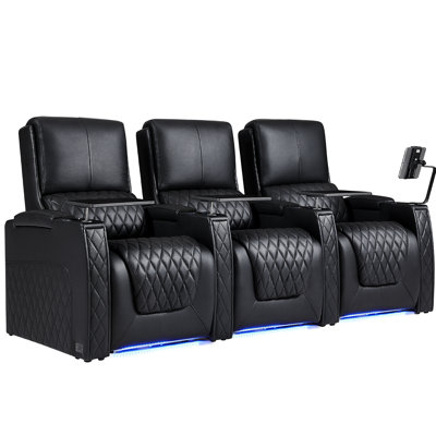 Haiylee Zero Gravity Home Theater Seating Top Grain Leather Recliner Sofa Power Headrest Footrest
