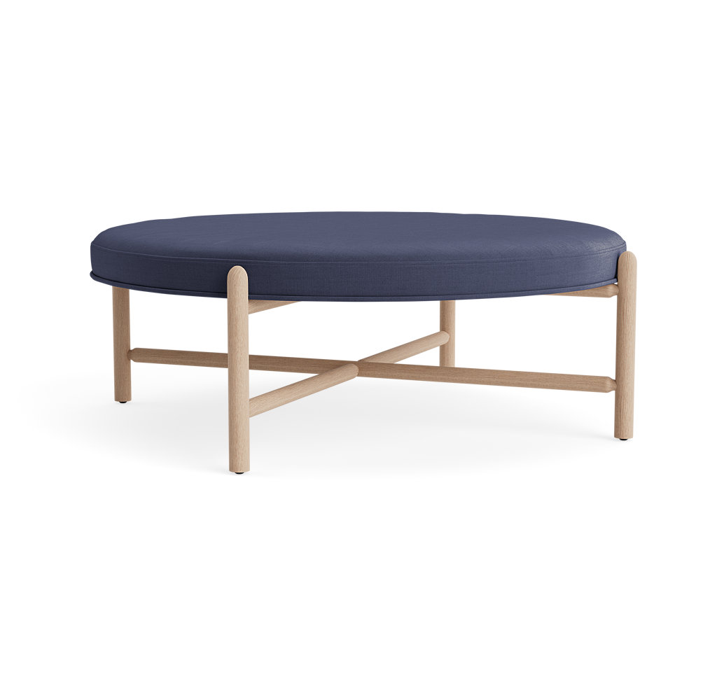 Vane 48" Upholstered Ottoman, Navy, Oak
