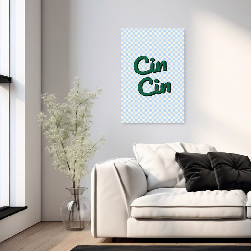 «Cin Cin Cheers Bold Playful», impression murale rétro, 36" H x 24" W