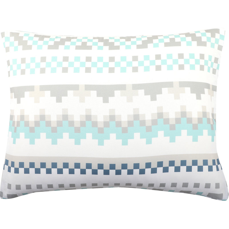 King Blue Geometric Microfiber Comforter Set