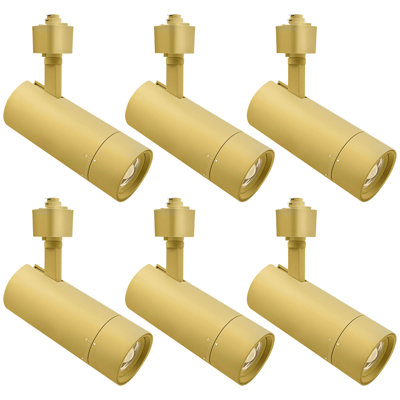 Luxrite 2,5 po Éclairage sur rail à DEL Zoomable, 5CCT, CRI90, 15 W, 1050LM, à intensité variable, inclinaison 358 ° + 90 ° et faisceau de 20 ° à 50 °, éclairage sur rail de type H, ETL, paquet de 6 en laiton