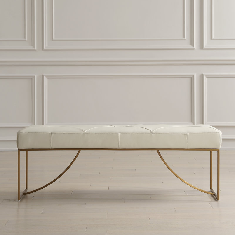 Nehmia Ivory Leather Bench
