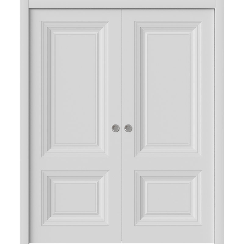 Sliding double pocket doors 84 x 80 inches | essential  white | kit rail hardware | solid wood interior bedroom doors 1772