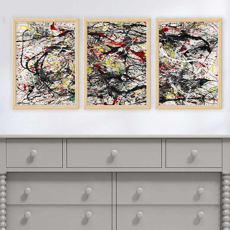 Superbe ensemble de peintures décoratives encadrées (3 pièces) de 21,7 po x 29,5 po chacune | Cadre 100% bois avec polystyrène de 0,8 pouce | Impression numérique UV | Parfait pour la décoration murale de salon, de bureau et de galerie