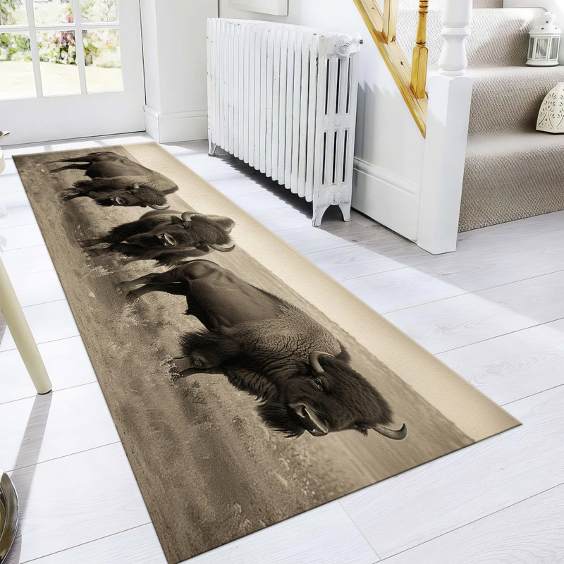 Vintage Floral Pattern Non-Woven Soft Type Printed Rug Perfect for Adding a Touch of Elegance to Your Living Room or Bedroom Decor