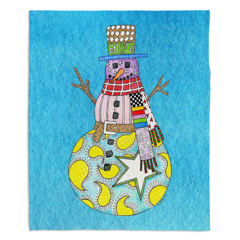 Couverture bonhomme de neige , 68 po x 80 po, Aigue-marine