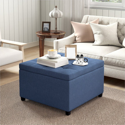 Banc avec structure en métal, combinant bleu 10,8 po avec rangement et bleu classique, polyester, 10,8 po
