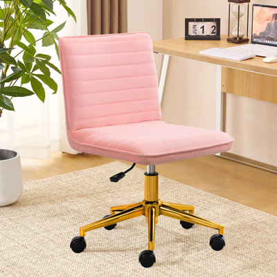 Modern Velvet Office Task Chair, Armless Swivel Computer Desk Chair for Home Office